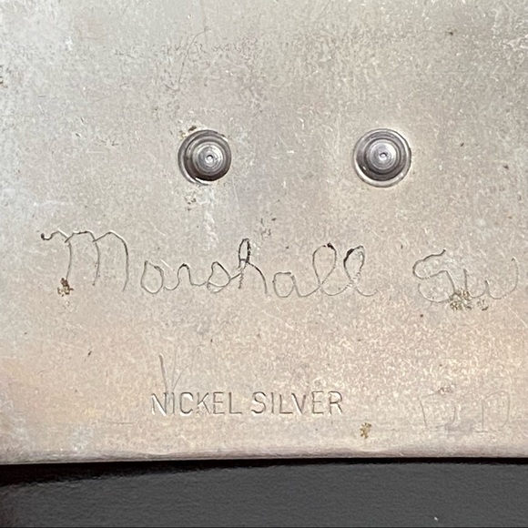 Vintage Nickel Silver Native American Turquoise Inlay Thunderbird Belt Buckle - Picture 9 of 9